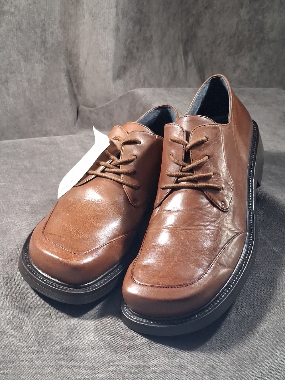 Dockers Cognac Brown Leather Square Toe Vintage Style Lace Up Oxfords NWT* US 8